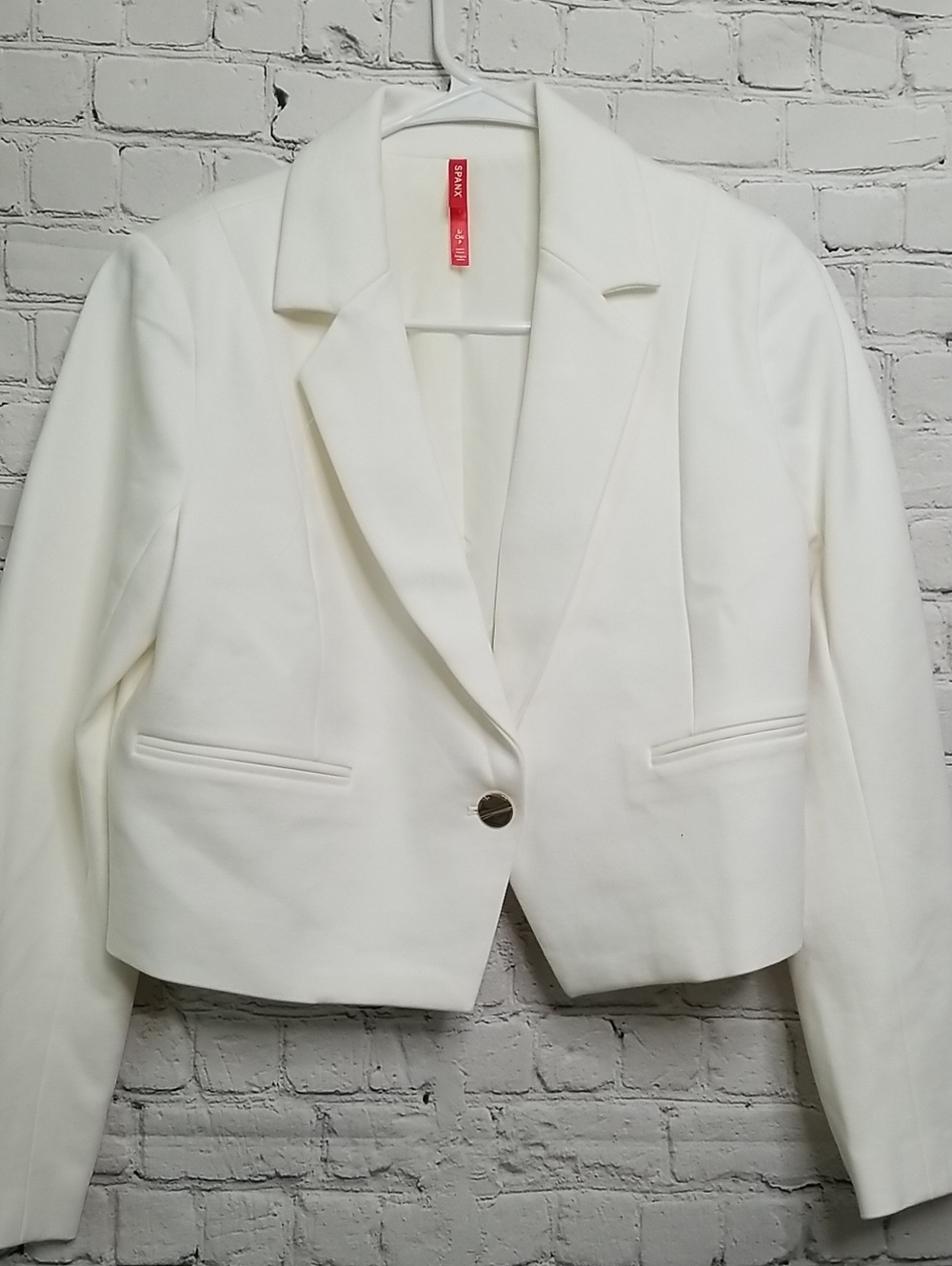 Spanx White Cropped Ponte Blazer L/jacket Size Small NWT One Button